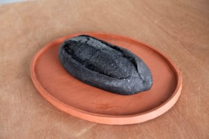 Bread - carbonised loaf of bread, terracotta platter, 2016